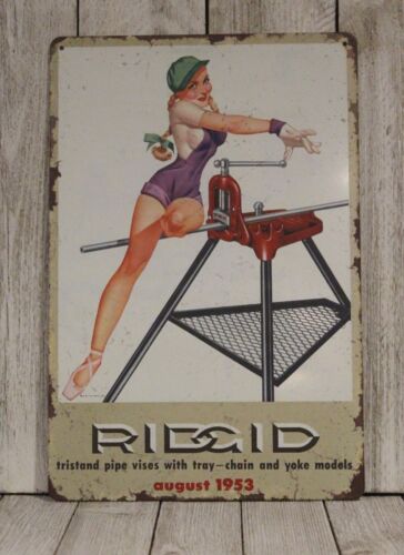 Power Tools Ridgid - 1d,Ridgid Tools Tin Sign Sexy Pinup