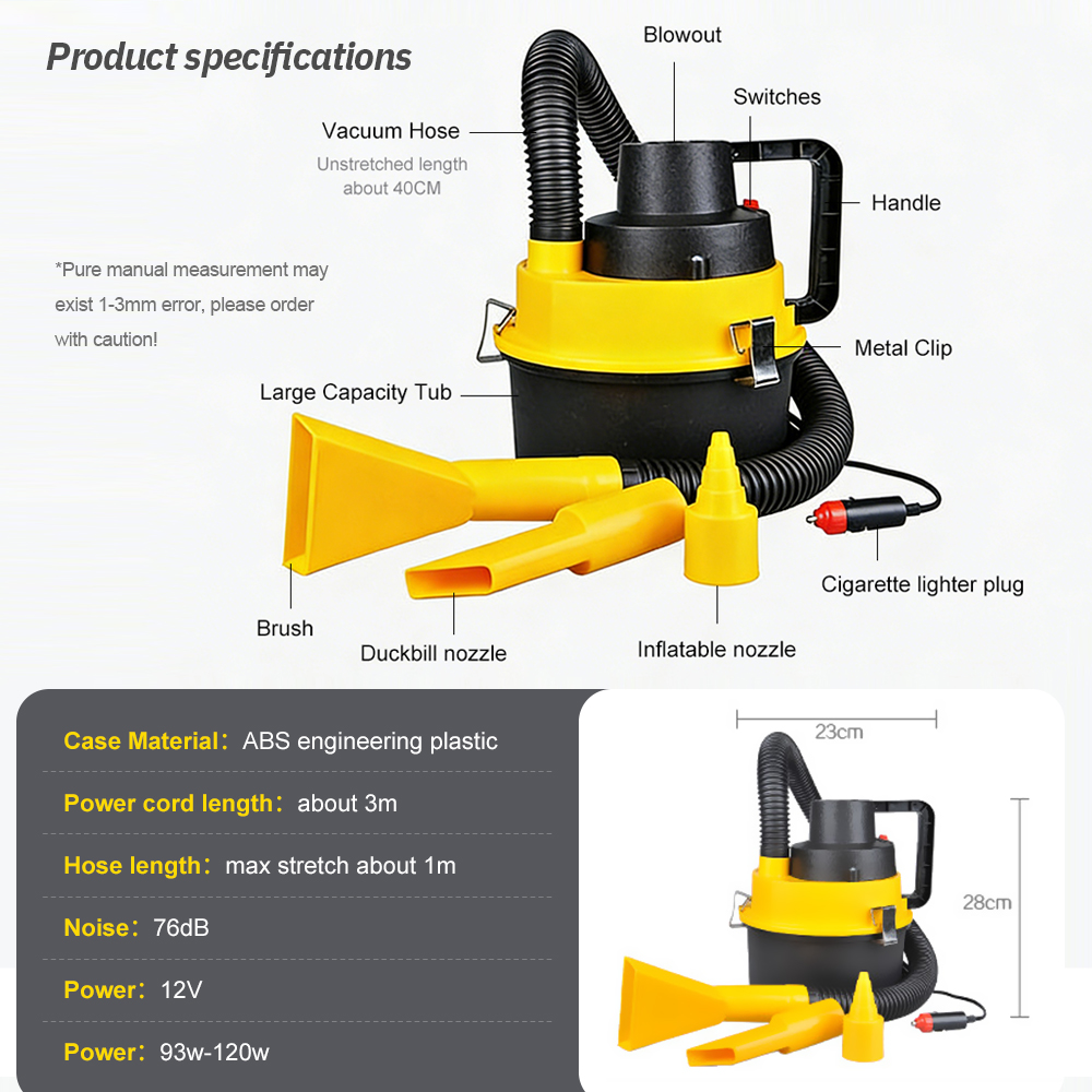 Portable 12V Car Vacuum Cleane - Vacuum Cleaner Power Tools のレビューと価格